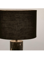 ANGHERA Lámpara de mesa de mármol negro y pantalla de lino negro