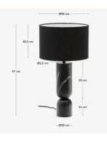 ANGHERA black marble and black linen lampshade table lamp