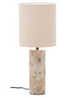 FEDEX lampe de table en marbre beige et abat-jour en lin gris