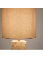 FEDEX beige marble and grey linen lampshade table lamp