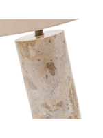 FEDEX Lámpara de mesa de mármol beige y pantalla de lino gris