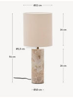 FEDEX lampe de table en marbre beige et abat-jour en lin gris