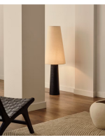 QUICK black metal floor lamp with fabric lampshade