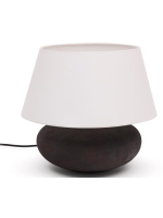ELISSA lampe de table en métal noir effet terre cuite avec abat jour en tissu