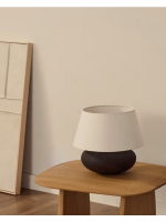 ELISSA lampe de table en métal noir effet terre cuite avec abat jour en tissu