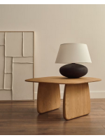 ELISSA lampe de table en métal noir effet terre cuite avec abat jour en tissu