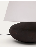 ELISSA lampe de table en métal noir effet terre cuite avec abat jour en tissu