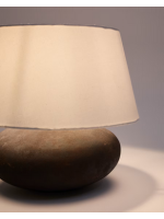 ELISSA lampe de table en métal noir effet terre cuite avec abat jour en tissu