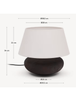 ELISSA lampe de table en métal noir effet terre cuite avec abat jour en tissu