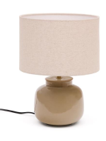 FLORAL Tischlampe aus Keramik und beigem Leinenlampenschirm