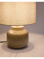 FLORAL in ceramica e paralume in lino beige lampada da tavolo