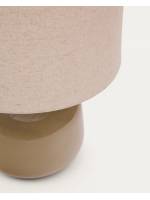 FLORAL table lamp in ceramic and beige linen lampshade