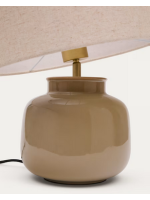 FLORAL table lamp in ceramic and beige linen lampshade