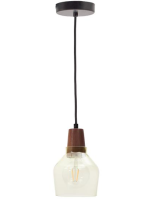 NAYO lampe à suspension en verre vert avec détails en bois