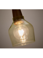 NAYO Lámpara colgante de cristal verde con detalle de madera