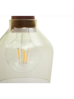 NAYO lampe à suspension en verre vert avec détails en bois