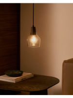 NAYO in vetro verde e particolare in legno lampada a sospensione