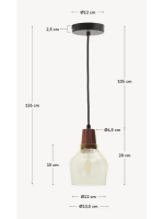 NAYO lampe à suspension en verre vert avec détails en bois