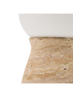 COLTORTI travertine table lamp and frosted glass sphere design