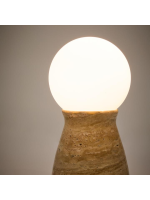 COLTORTI travertine table lamp and frosted glass sphere design