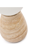 COLTORTI Lámpara de mesa de travertino y esfera de vidrio esmerilado