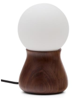 NENA Lámpara de mesa en madera de nogal y esfera de vidrio esmerilado