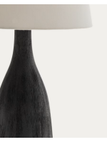 MANGOL Tischlampe aus Holz mit schwarzem Finish und weißem Stofflampenschirm