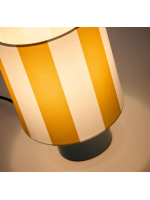 GENOBA lampe de table en métal bleu avec abat jour rayé blanc et jaune