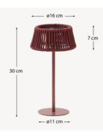 ATLANTA Portable solar table lamp in metal and rope color choice
