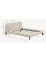 CLAYTON letto matrimoniale sfoderabile in tessuto bouclé ecru per materasso da 160x200 o 180x200 cm