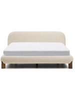 CLAYTON double bed with removable cover in ecru bouclé fabric for 160x200 or 180x200 cm mattress