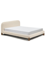 CLAYTON letto matrimoniale sfoderabile in tessuto bouclé ecru per materasso da 160x200 o 180x200 cm