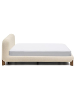 CLAYTON Cama doble con funda extraíble de tejido bouclé color crudo para colchón de 160x200 o 180x200 cm