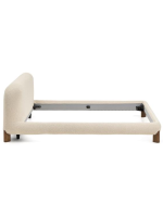 CLAYTON Cama doble con funda extraíble de tejido bouclé color crudo para colchón de 160x200 o 180x200 cm