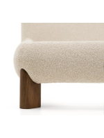 CLAYTON Cama doble con funda extraíble de tejido bouclé color crudo para colchón de 160x200 o 180x200 cm