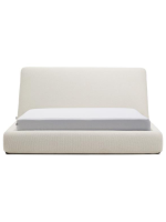 ANDALUSIA lit double déhoussable en tissu chenilla écru pour matelas 160x200 ou 180x200 cm