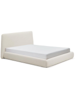 ANDALUSIA lit double déhoussable en tissu chenilla écru pour matelas 160x200 ou 180x200 cm