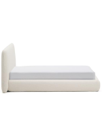 ANDALUSIA lit double déhoussable en tissu chenilla écru pour matelas 160x200 ou 180x200 cm