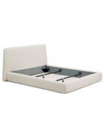 ANDALUSIA Cama doble con funda extraíble de tejido chenilla color crudo para colchón de 160x200 o 180x200 cm