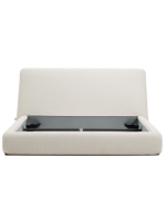 ANDALUSIA lit double déhoussable en tissu chenilla écru pour matelas 160x200 ou 180x200 cm