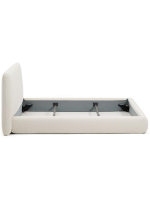 ANDALUSIA lit double déhoussable en tissu chenilla écru pour matelas 160x200 ou 180x200 cm