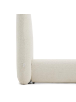 ANDALUSIA Cama doble con funda extraíble de tejido chenilla color crudo para colchón de 160x200 o 180x200 cm