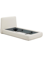 ANDALUSIA single bed with removable cover in ecru chenille fabric for 90x200 cm mattress