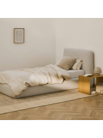 ANDALUSIA single bed with removable cover in ecru chenille fabric for 90x200 cm mattress