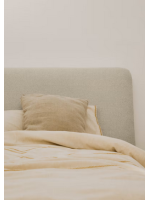 ANDALUSIA lit simple déhoussable en tissu chenille écru pour matelas 90x200 cm