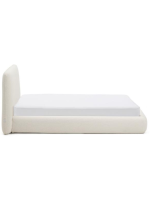 ANDALUSIA Cama individual con funda desenfundable de tejido chenille color crudo para colchón de 90x200 cm