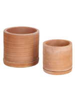 LIAS Set mit 2 Terrakotta Pflanzgefäßen mit Untertasse