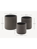 EVEREST set of 3 concrete and fiberglass planters