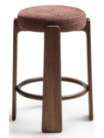 MEDEA sgabello h 65 o 75 cm in tessuto effetto ciniglia marrone e gambe in legno massello di frassino finitura noce