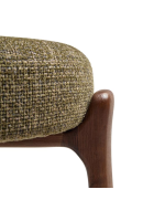 ABRUKA tabouret h 65 ou 75 cm en tissu effet chenille vert et pieds en frêne massif finition noyer